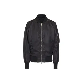 Valentino Stud Detailed Zip Up Bomber Jacket