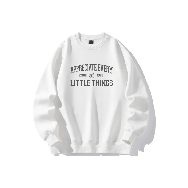ZMOH Fleece Lined Crew Neck Sweatshirt Unisex Couple's-17