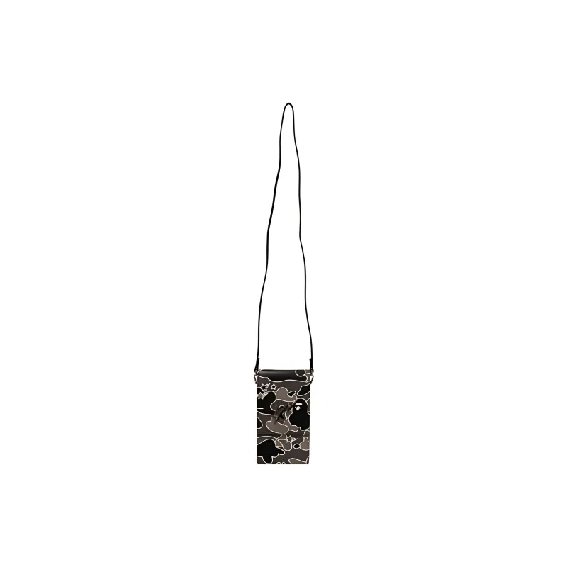 A BATHING APE Microfiber Synthetic Leather Cell Phone Pouch, Crossbody Bag Unisex Black/Pink-0