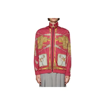 GUCCI Horses And Tassels Print Oversize Nylon Bomber Jacket