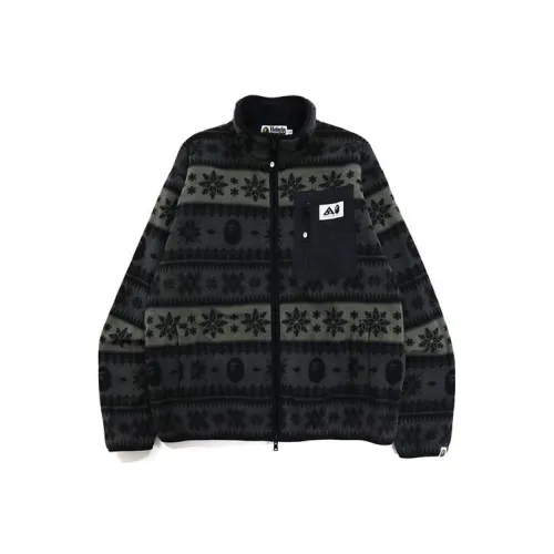 A BATHING APE Snow Pattern Relaxed Fit Zip Fleece