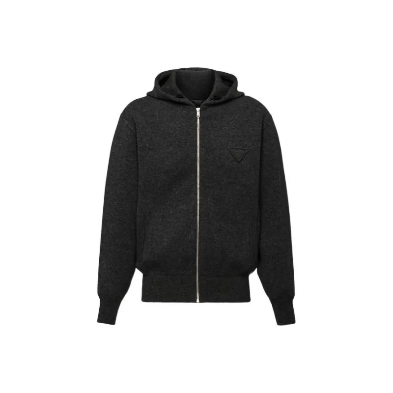 PRADA Cashmere Knitted Zip up Hoodie-0