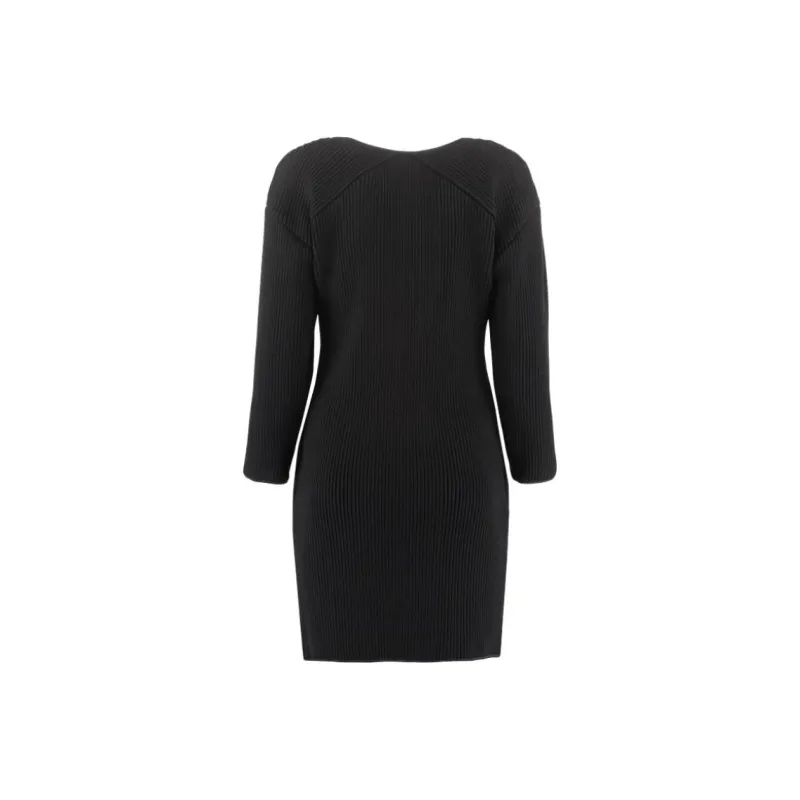 RODEBJER Ribbed knit V neck Dress-1