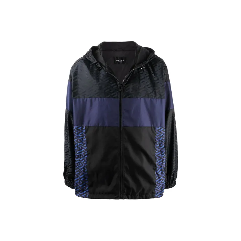 VERSACE La Greca Print Hooded Jacket-0