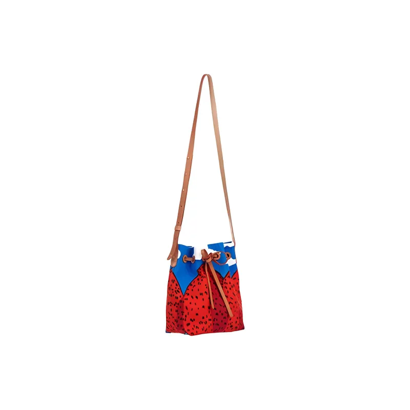 Marimekko Mansur Gavriel Collaboration Cotton Shoulder Bag Medium Size Women's Strawberry Mountain Print-1