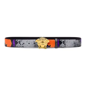 VERSACE Print Decoration Smooth Buckle Leather Belts Men's Multicolor