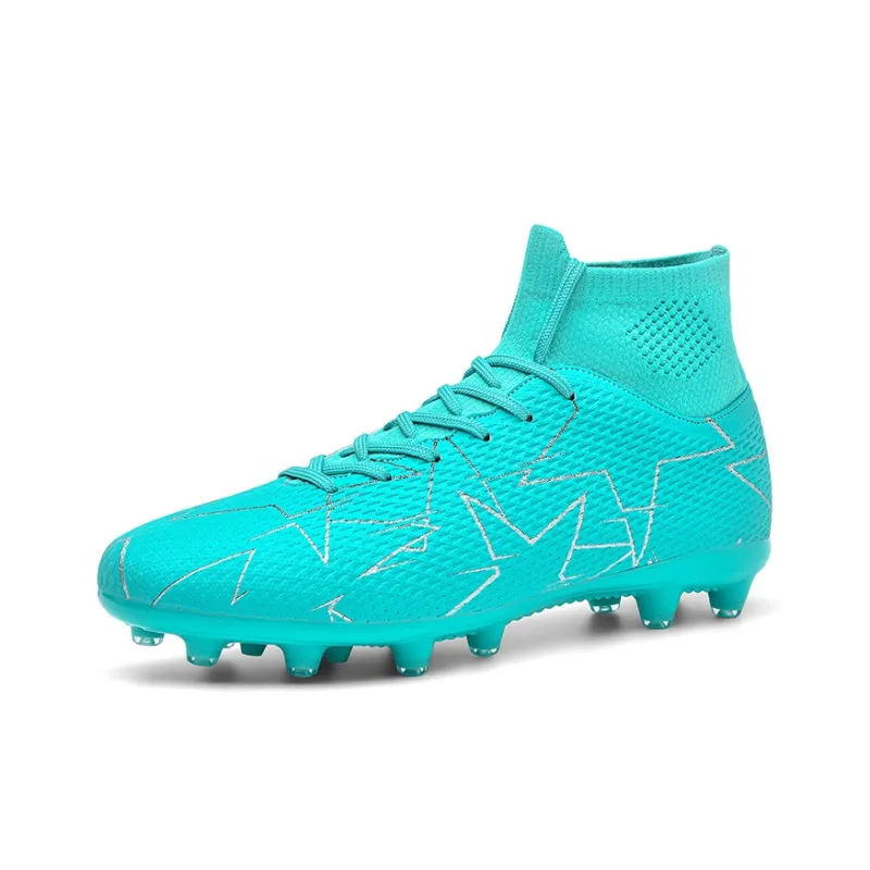 QIUTEXIONG Soccer Shoes Unisex High Top Black/White/Blue-15