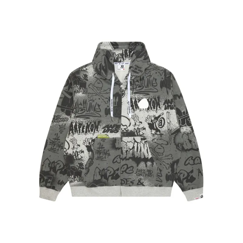 Aape Graffiti print Zipped Hoodie-0