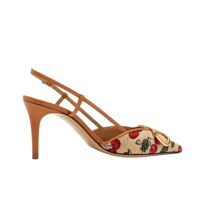 Valentino Vlogo Slim Heel High Heels 8cm Women's Beige-3