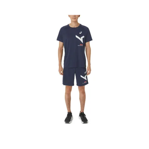 Asics AIM DRY SS Raglan Sleeve T-Shirt Men's Dark Blue