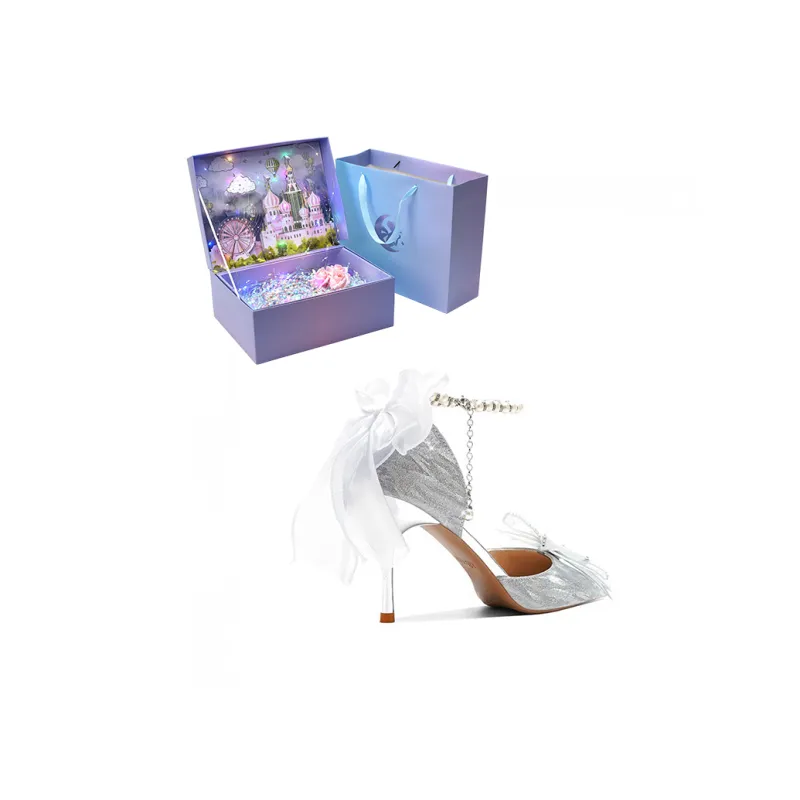 ROBINHOOD Castle Box Slim Heel High Heels Women's Silver-10