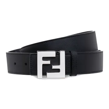 FENDI FF Double-Sided Leather Smooth Mouth Leather Belts Men's Black
