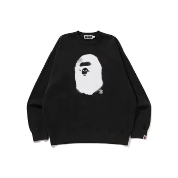 A BATHING APE Spray Ape Head Garment Dyed Crewneck