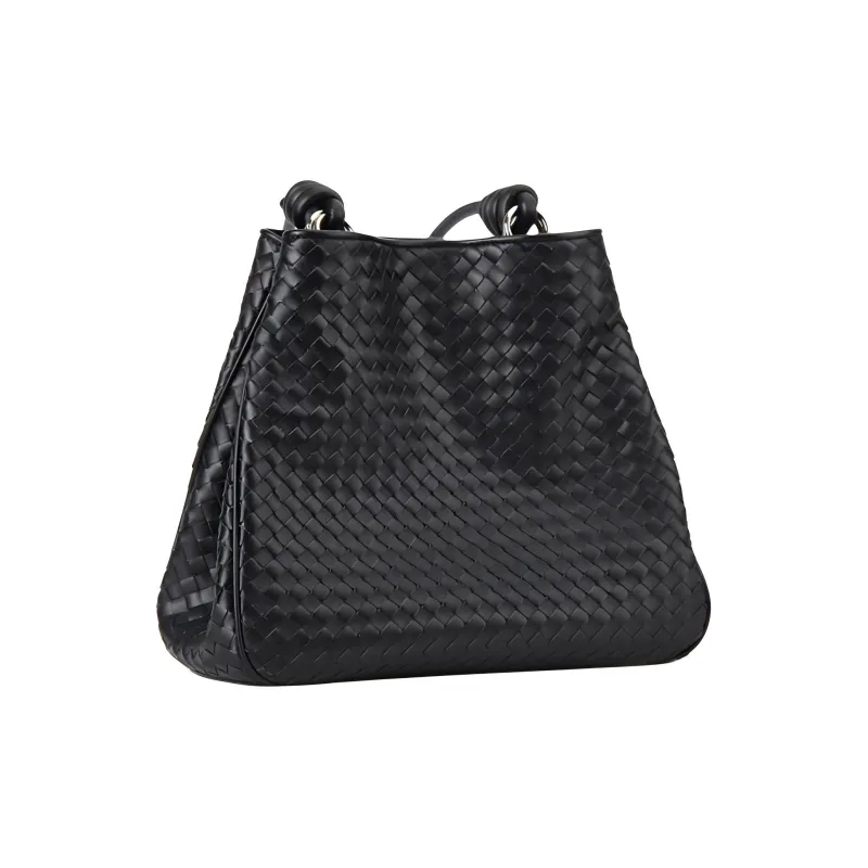 YOCAMU Cow Leather Bucket Bag Handbag Shoulder Bag Crossbody Bag Large Size Women's Black/Limestone White-3