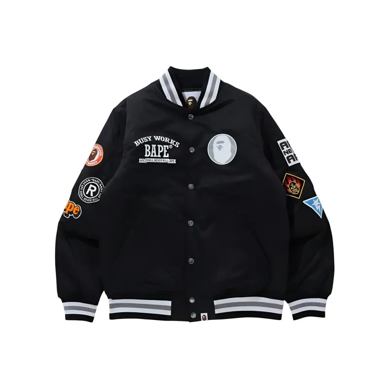 Bape Archive Patch Puffer Nylon Varsity Jacket-0
