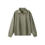 [Fleece-Lined and Thickened]Gray Pea Green (Simple Creative Chest Logo)