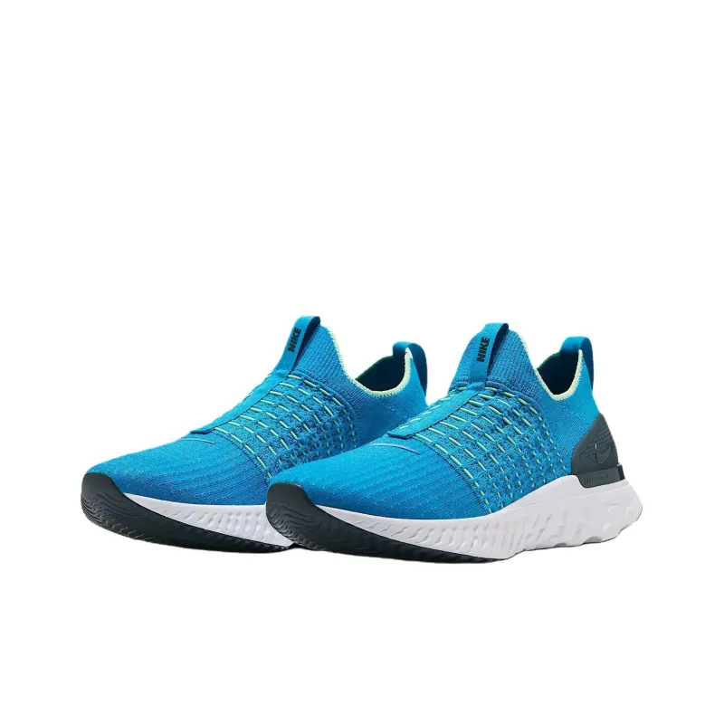 Nike React Phantom Run Flyknit 2 Anti Slip Wear Resistant Low Top Casual Running Shoes Men's Blue-3