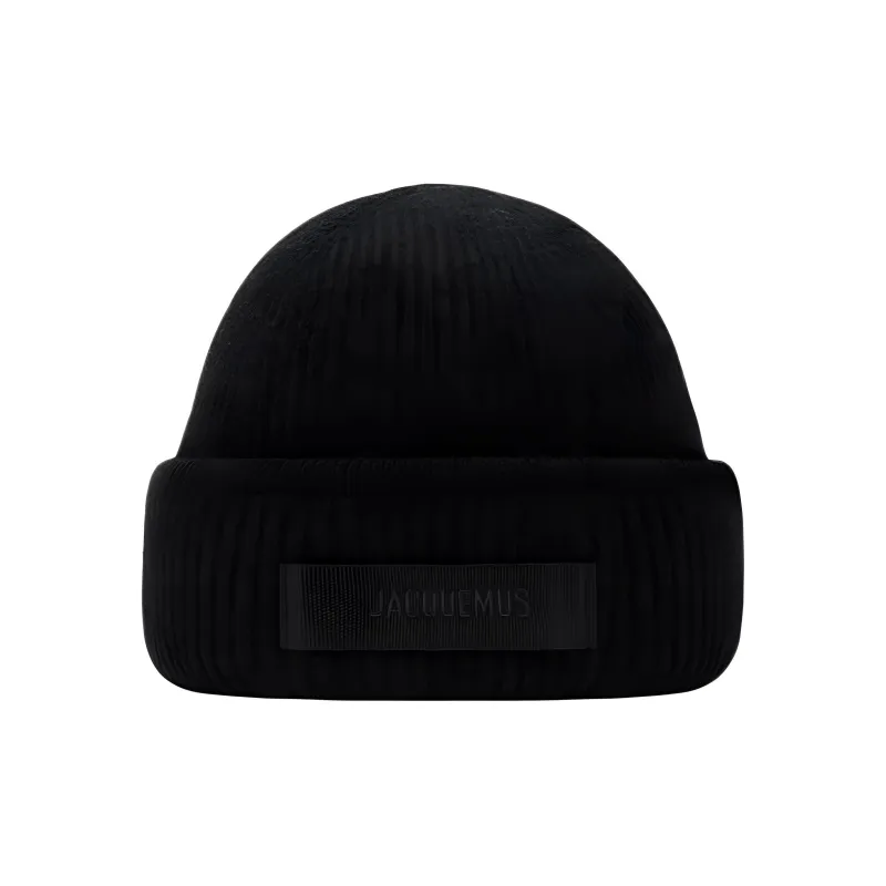 Jacquemus Logo Patch Ribbed Beanie-0