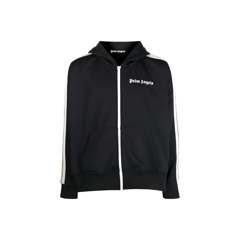 PALM ANGELS Stripe Detail Zip Up Hoodie-0