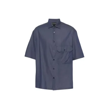 EMPORIO ARMANI Logo embroidered Denim Shirt