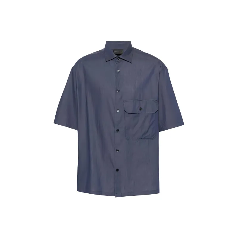 EMPORIO ARMANI Logo embroidered Denim Shirt-0