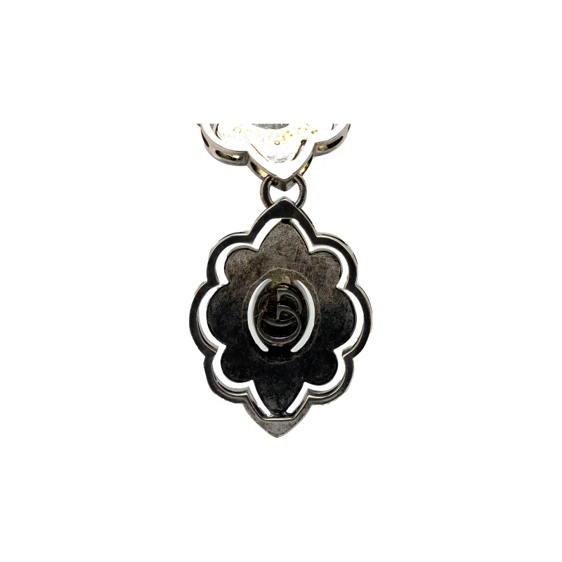 GUCCI 1990 Crystal And Palladium Plated Drop Clip On Costume Earrings-2