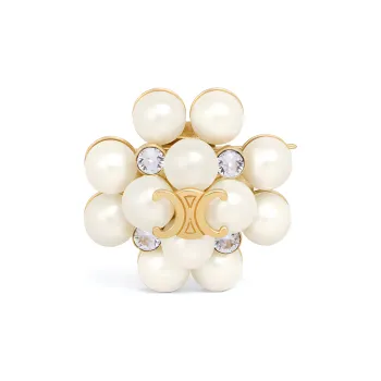 CELINE Les Perles CELINE Brooch In Strass Resin Pearls Brass With Gold Finish And Steel