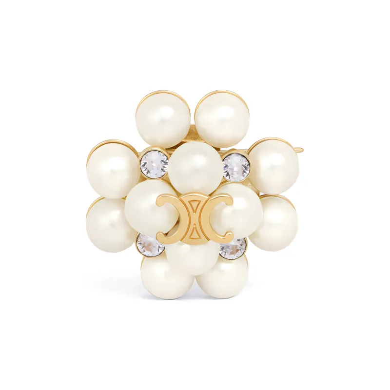 CELINE Les Perles CELINE Brooch In Strass Resin Pearls Brass With Gold Finish And Steel-0