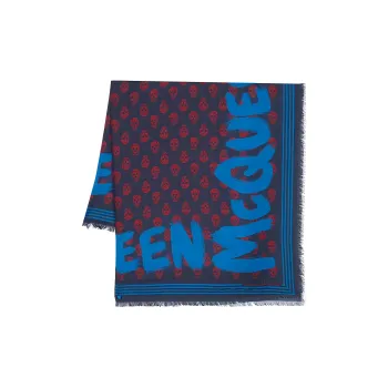 Alexander McQueen Graffiti Printed Frayed Scarf