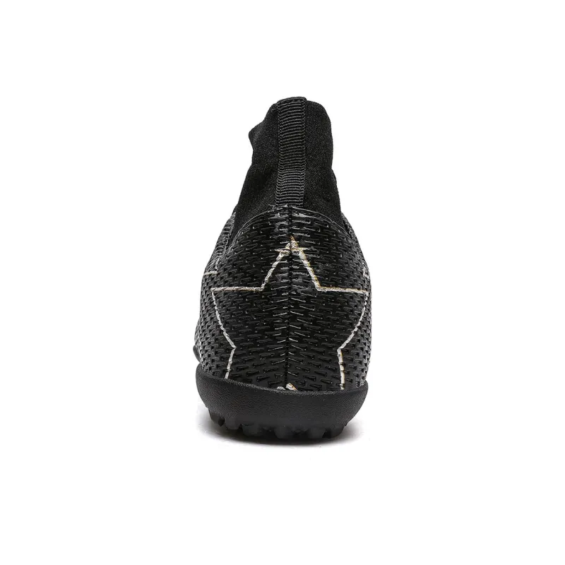 QIUTEXIONG Soccer Shoes Unisex High Top Black/White/Blue-24