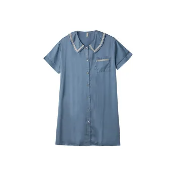 XISHE Nightgown Women's Light Blue