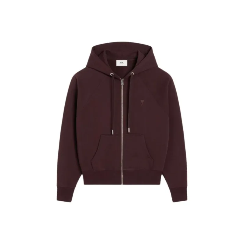 AMIPARIS Paris Ami De Coeur Logo Embroidered Zipped Hoodie-0