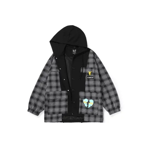 BIRDTALK hooded Jackets Unisex Plaid