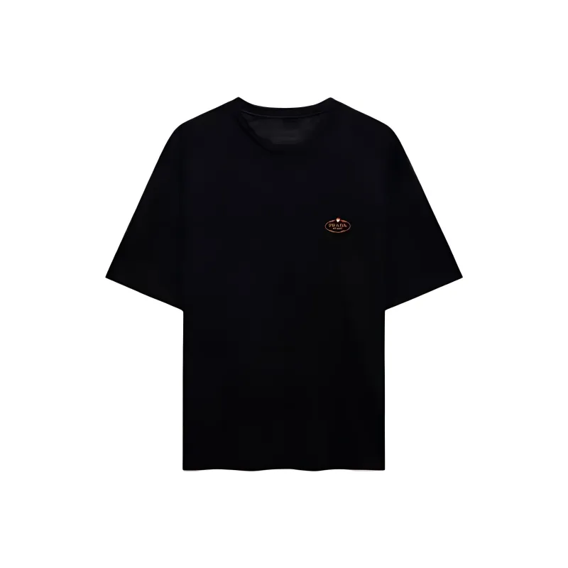 PRADA Logo Embroidered Crewneck T Shirt-0