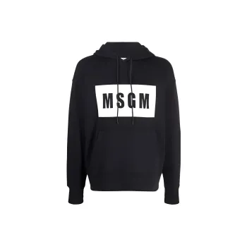 MSGM Logo Printed Drawstring Hoodie