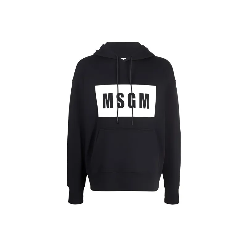 MSGM Logo Printed Drawstring Hoodie-0