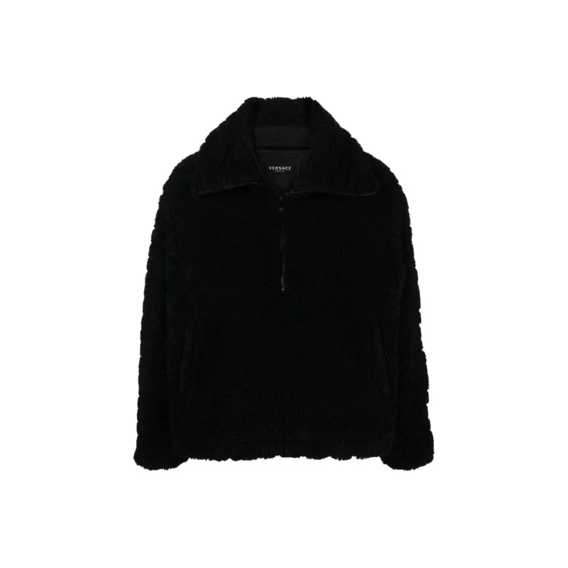 VERSACE Faux Fur Half Zip Jacket-0