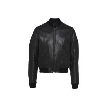 PRADA Long-Sleeved Zipped Leather Bomber Jacket