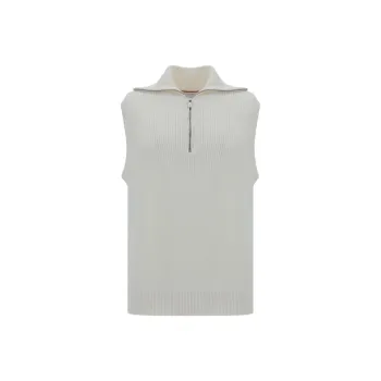 Brunello Cucinelli Half Zip Ribbed Knit Gilet