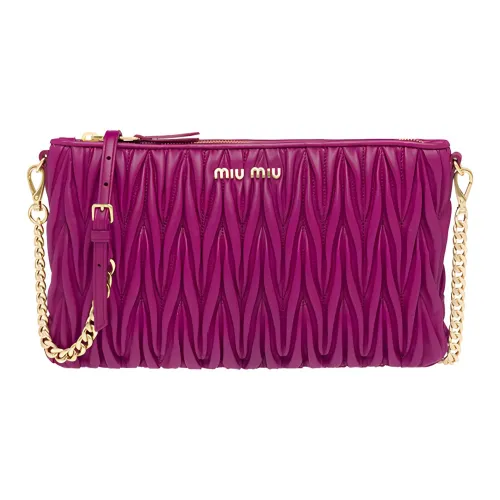 MIU MIU Sheepskin Shoulder Bag Crossbody Bag Women's Rose Red
