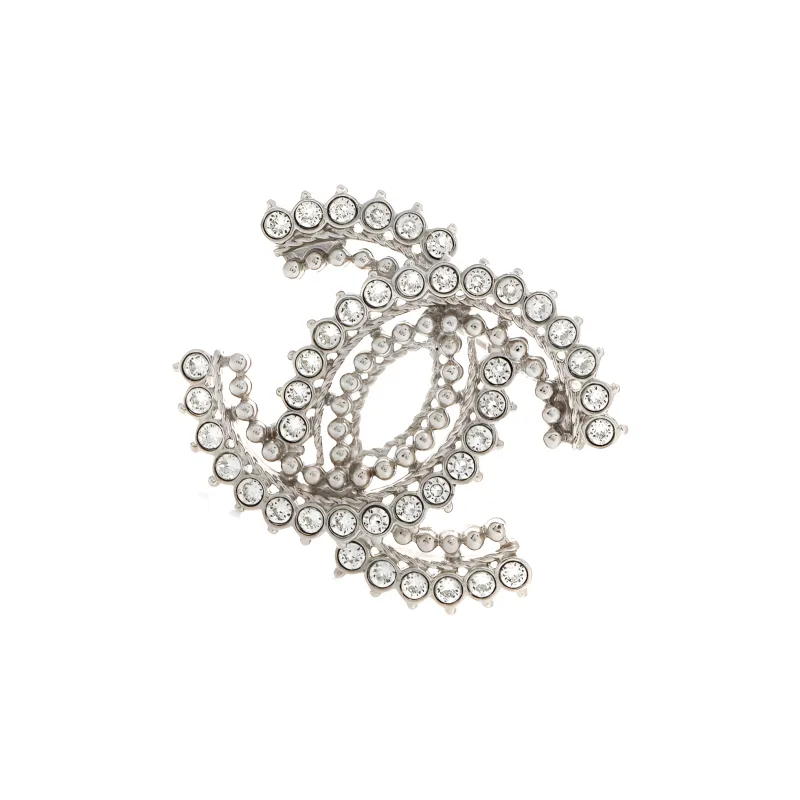 CHANEL Crystal Brooches Women's Silver-1
