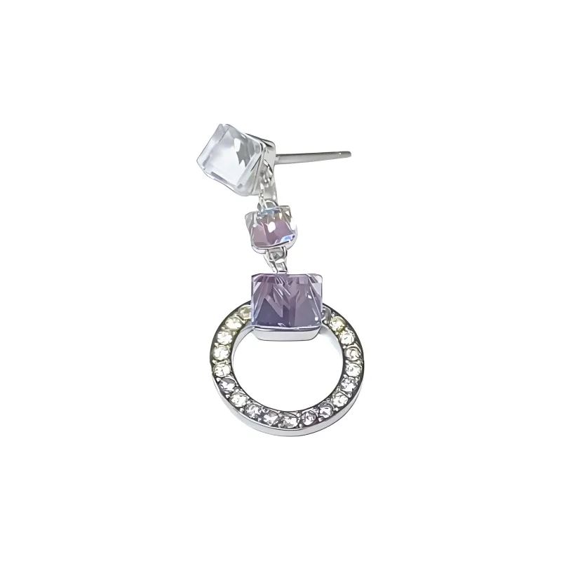 Swarovski Rhodium Plated Earrings Unisex Purple-2