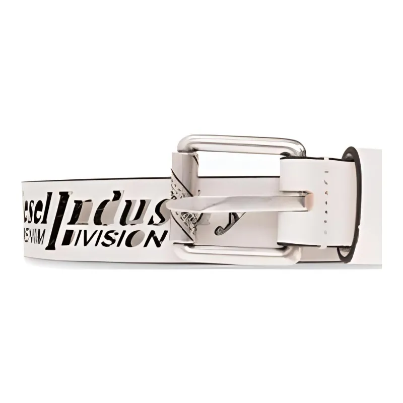 DIESEL Letter Decoration, Pin Buckle Leather Belts Women's White-2