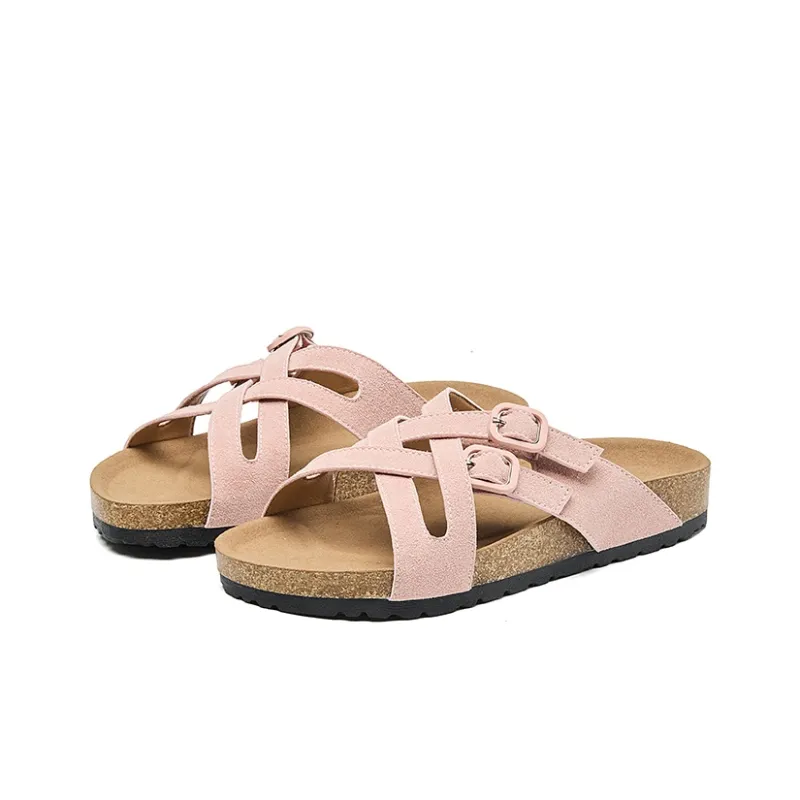 VAEL Leather Patchwork Slip Resistant Abrasion Resistant Cushioning Slide Slippers Women's-2
