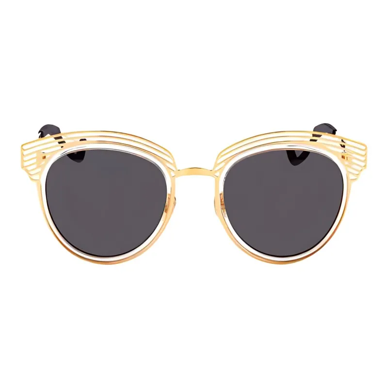 DIOR Metal Irregular Shape Sunglasses Women's Gold-1