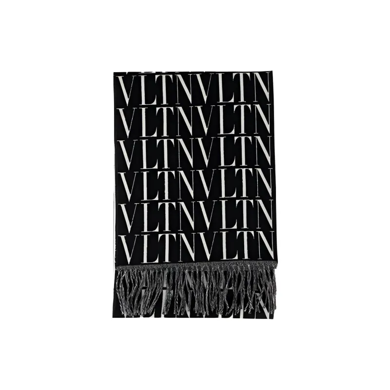 Valentino Monogram Jacquard Fringed Scarf-0