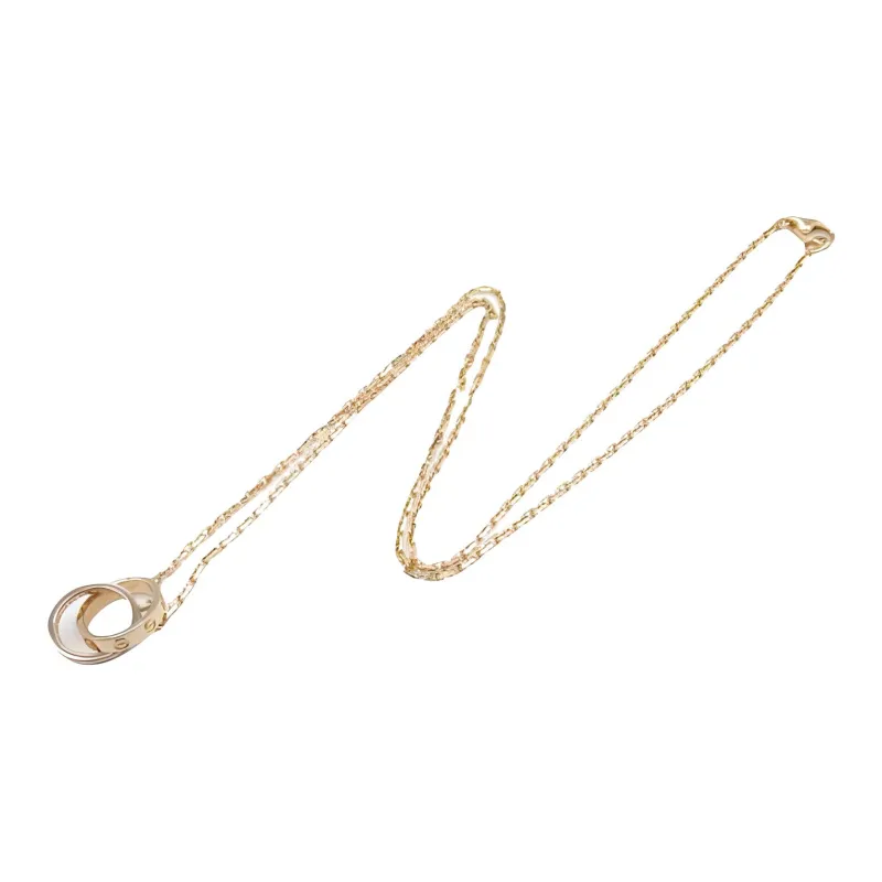 Cartier 2010s Pre owned 18kt Rose Gold Baby Love Diamond Necklace-1