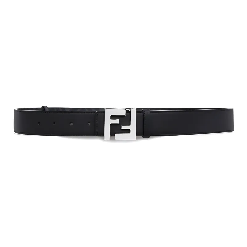 FENDI FF Double-Sided Leather Smooth Mouth Leather Belts Men's Black-1