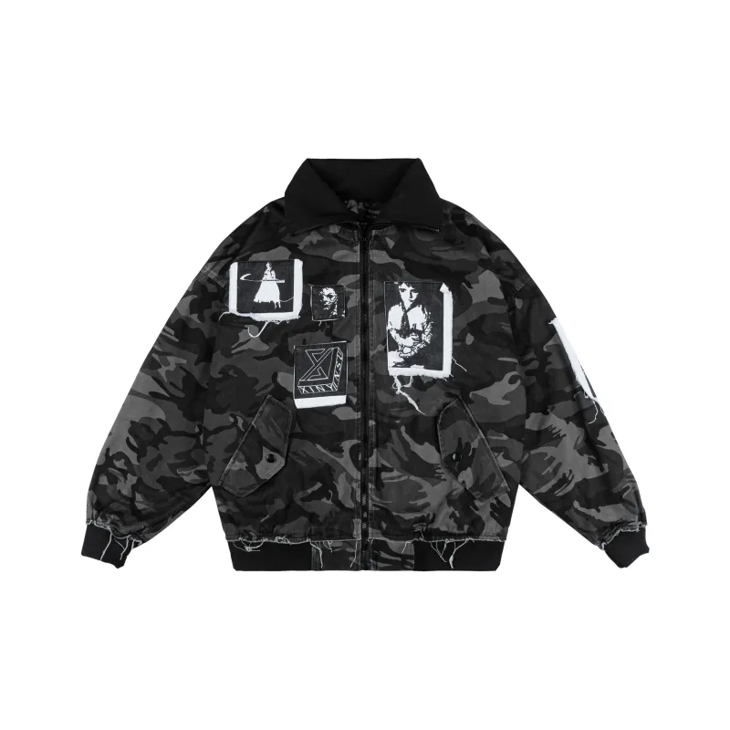 XINYINSU Jackets Unisex Camouflage Gray-0