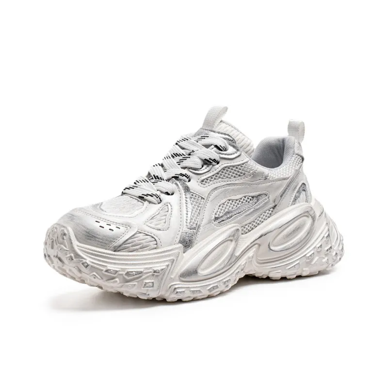 OUGLEMEN Abrasion Resistant Breathable Slip Resistant Low Top Chunky Sneakers Men's Box-8